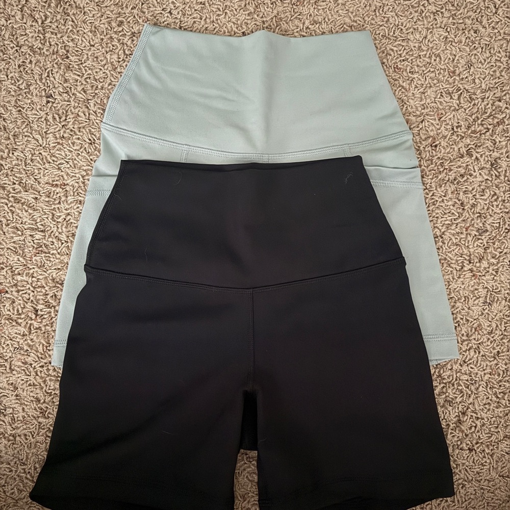 Yogalicious Black and Green Bike Shorts High-Waisted Stretch-BOTH INCLUDED